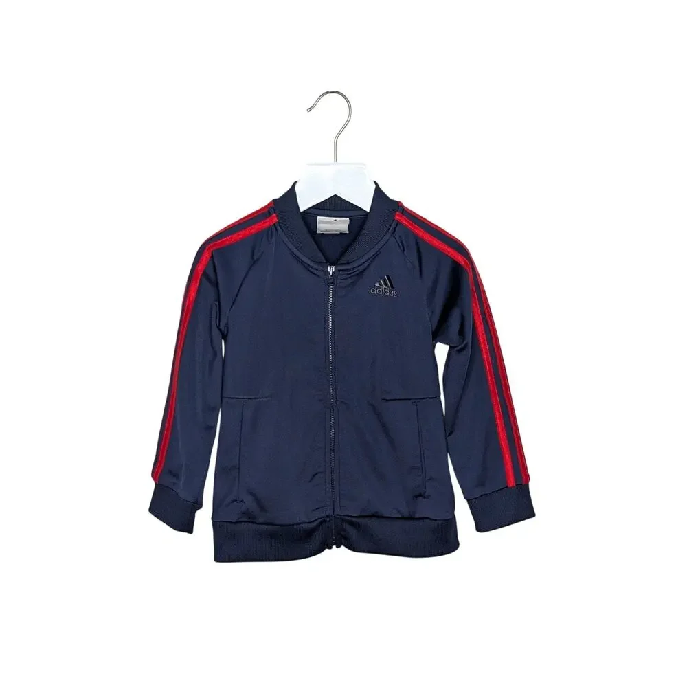 Adidas Tricot Track Suit Toddler 24 Months Full Zip Navy Red Gray Sporty Retro